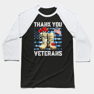 Thank You Veterans Soldier Boots U.S Veteran Memorial Day Baseball T-Shirt